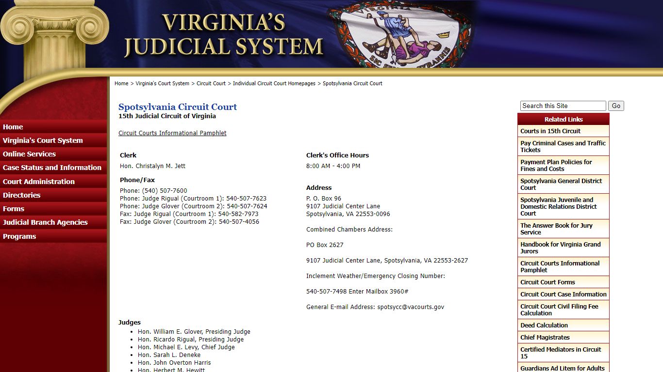 Spotsylvania Circuit Court - Judiciary of Virginia