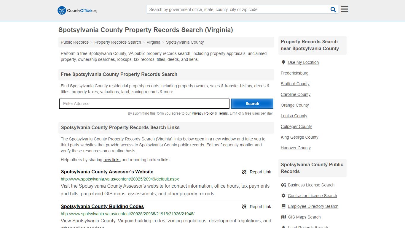 Property Records Search - Spotsylvania County, VA ...